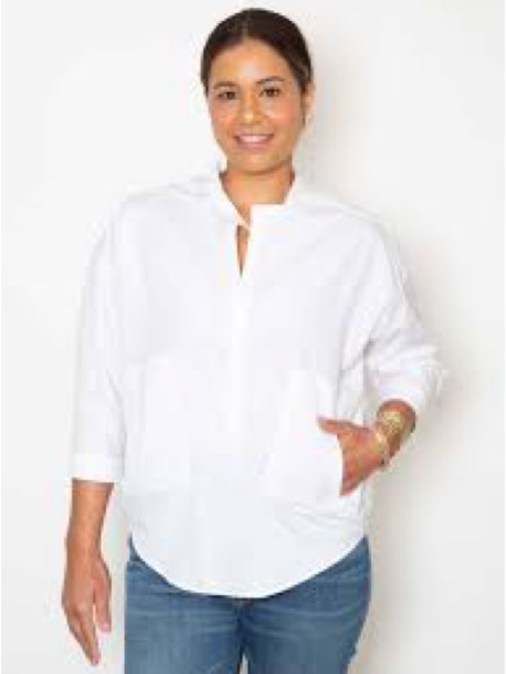 SBJ Austin Isabel White Cotton Poplin Oversized Top One Size Made in USA